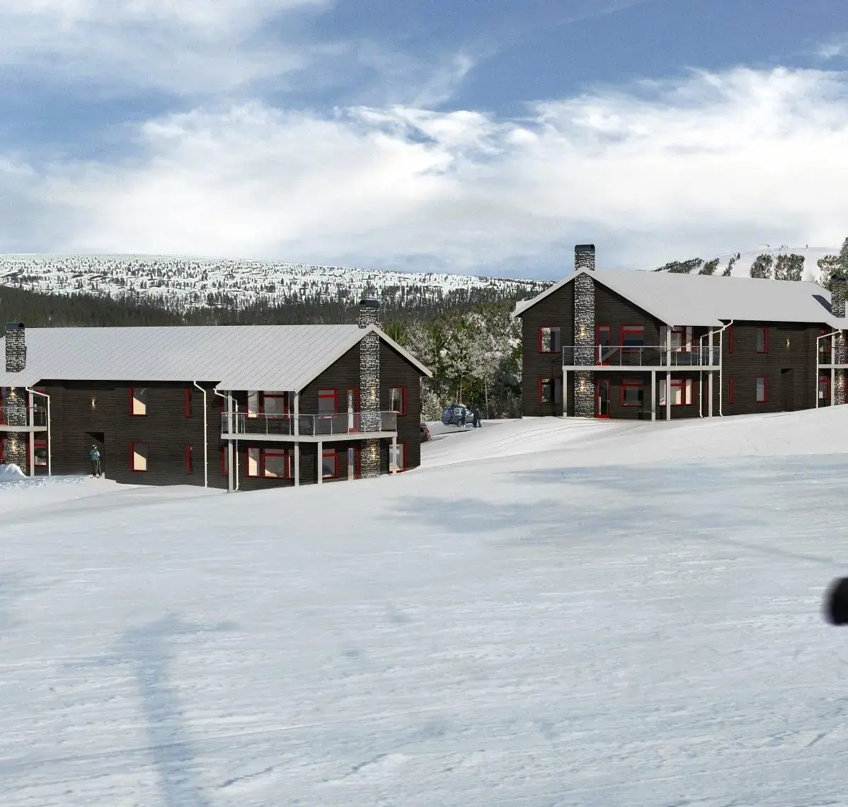 Visualisering av bostadsrätter i Trolldalen vid Hundfjället